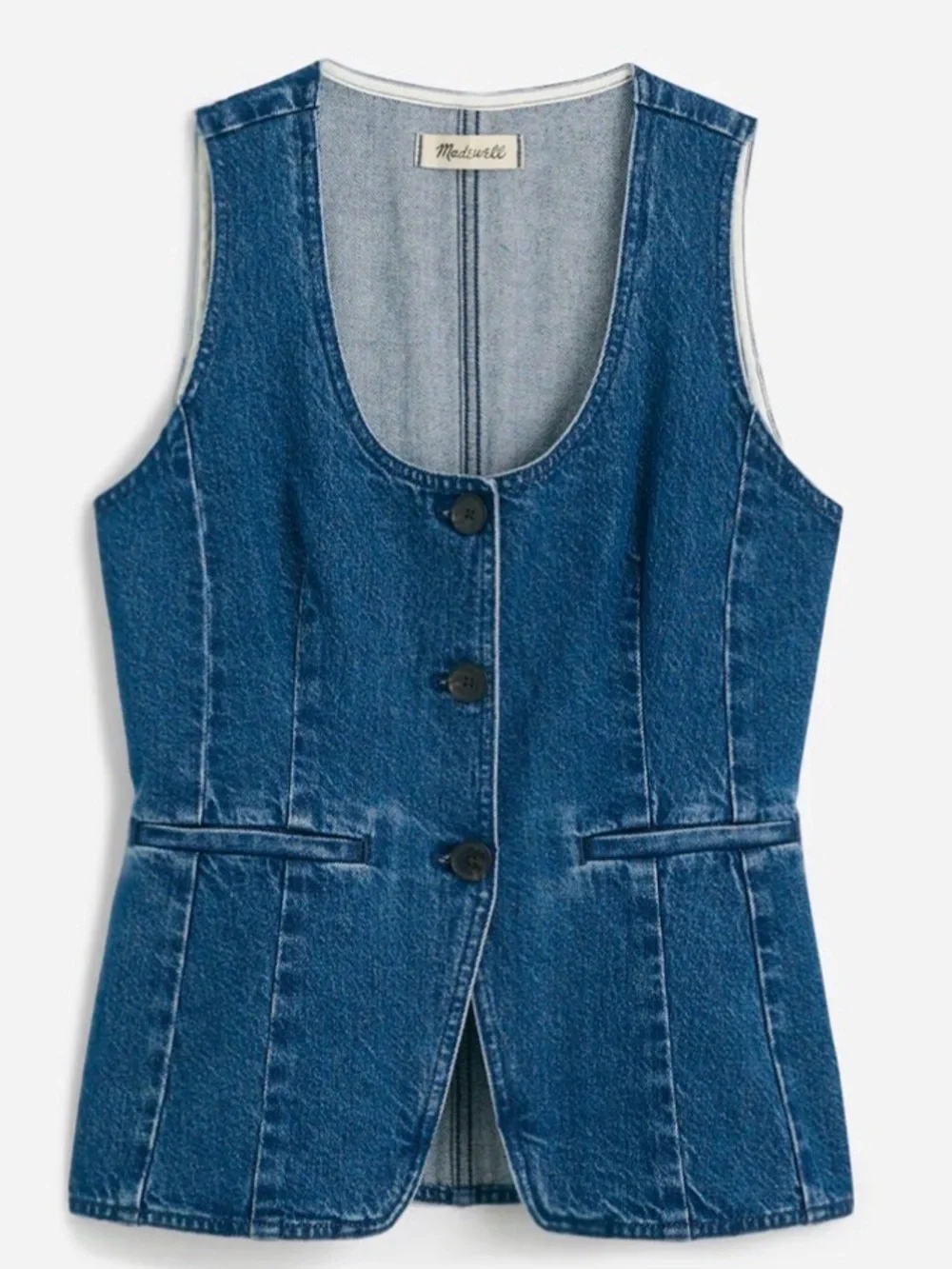 Madewell Denim Scoopneck Cutaway Vest - Picture 2 of 6